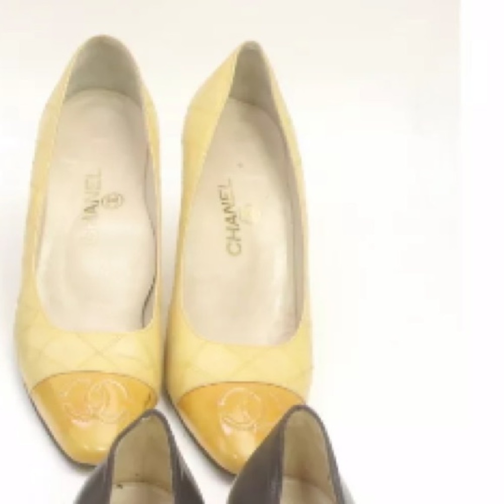 Yellow‎ & Beige Chanel CC  leather shoes 36 1/2 - Picture 6 of 11